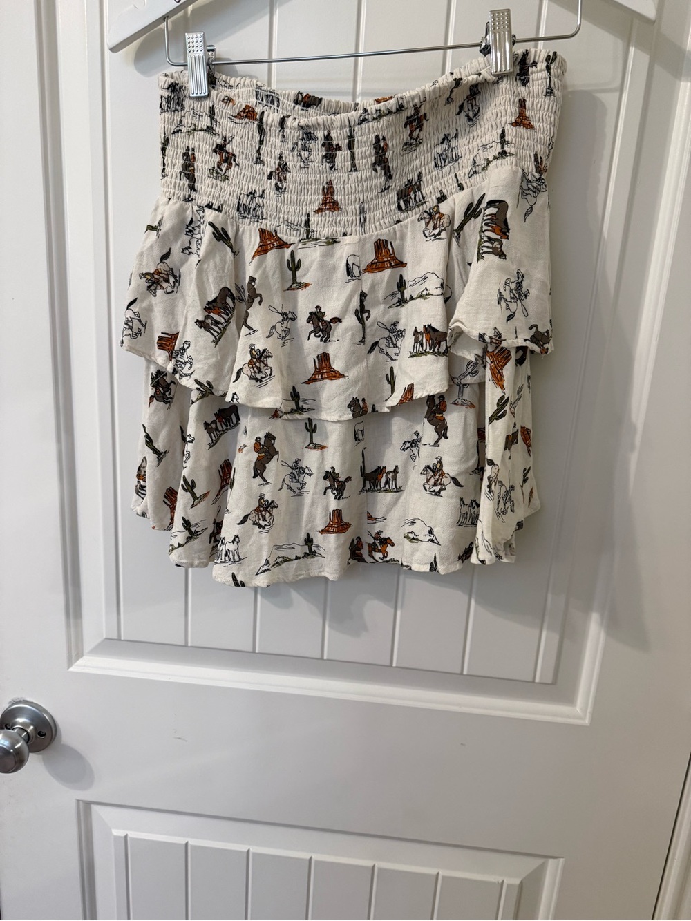 Ariat Cream Western Print Tiered Mini Skirt - Picture 3 of 5